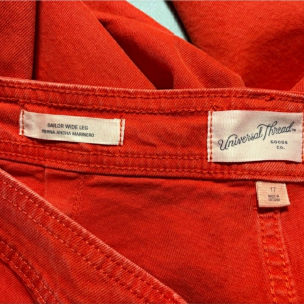 Universal Thread Coral Red High Rise Sailor Wide Leg Ankle Jeans Multi sizes NWT - Picture 11 of 16
